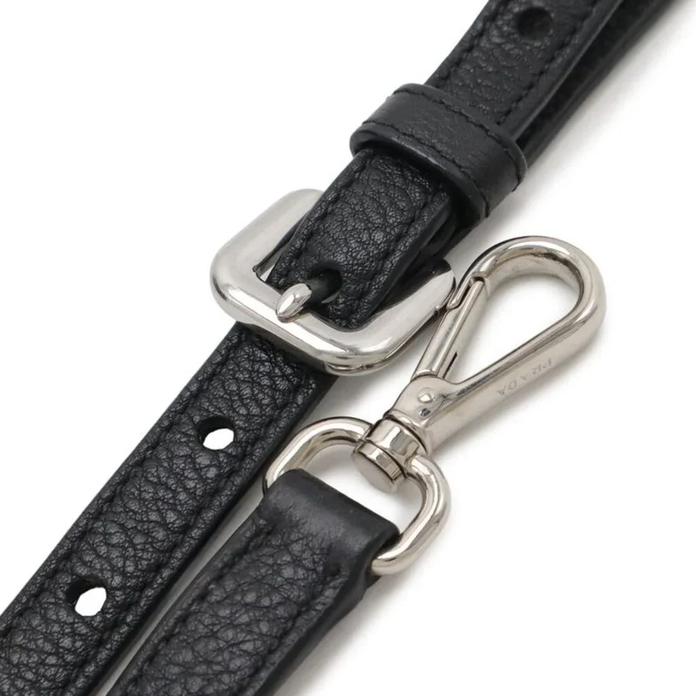 Prada Tote 2-Way Shoulder Bag Leather Nero Black Silver Hardware - Picture 6 of 8